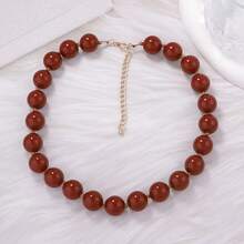 1pc Fashionable Minimalist Versatile Round Acrylic Beaded Necklace, Suitable For Women's Vacation And Daily Wear - Multicolor - View 4