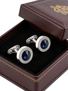 Hàng mới về: Khuy măng sét pha lê Áo dành cho nam, thiết kế xoắn rỗng tối giản, phù hợp cho đám cưới, tiệc tùng, kỳ nghỉ và sử dụng hàng ngày. - Màu xanh hải quân - Xem 3