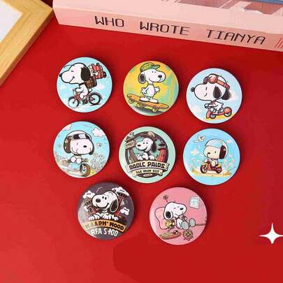 SNOOPY 一套/4枚 2026新款动漫酒吧徽章，可爱又时尚！经典卡通风格，柔软可爱，治愈系，Q款可爱胸针，多种款式可选。可用作胸针、包包装饰、吊坠装饰。