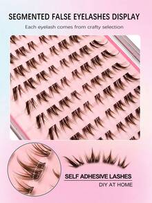 Asiteo 80/160/240 Pcs C-Curl Brown Natural Looking, Doe-Eye And Foxy-Eye Design Soft Eyelashes, Eye End Elongated, Self Adhesive Lashes For Beginners, Cute Cartoon Pet Eyelashes Four-Part Segmented False Eyelashes - C - View 6