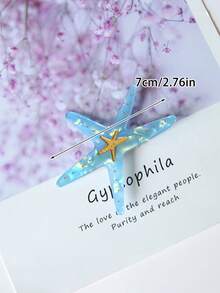 可爱海星发夹，海洋风女孩侧夹，夏季海滩海洋元素优雅发饰 - 彩色 - 查看 4