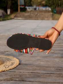 新款女士平底凉拖鞋，轻便布艺沙滩鞋 - 彩色 - 查看 7