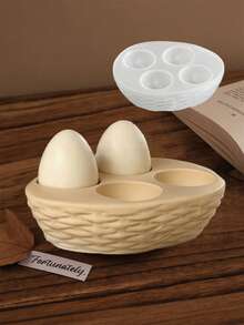 4-Grid Woven Silicone Egg Tray Mold, DIY Candle Egg Storage Box Plaster Mold - White Silicone Mold - View 1