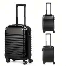 20 Inch Boarding Suitcase With Locking Spinner Wheels. Black Carry-On Luggage.ABS Hard Shell Luggage. Stylish Suitcase For Air Travel And Short Trips. - Black - View 8
