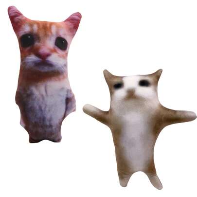 BLUESLEMON 2 Sizes Available Cute Realistic 3D Square Cat Plush Doll, Adorable Cat Doll, Synthetic Fiber Cat Plush Doll, Stuffed Animal, Birthday Holiday Gift, Boys Collection Doll, Halloween Christmas Gift