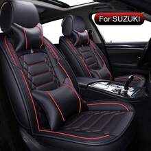 Rivestimenti per Sedili Auto Set Completo, Compatibili con Suzuki Swift, Vitara, Jimny, S-Cross, Baleno, Ignis, Coprisedili in Pelle Universali, Protezioni Regolabili con Montaggio Facile per Tutte le Stagioni - Nero e rosso - Visualizzare 10