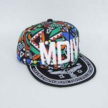 2件装 - 花卉图案嘻哈平沿帽，男女情侣时尚棒球帽，图腾MDIV街舞帽 - A - 查看 7