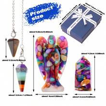 1 Set de Colgantes de Ángel de Siete Chakras de Piedras Preciosas Curativas Naturales, Amatista Espiritual, Juego de Artesanía de Yoga Reiki con Caja de Regalo para Sanación Espiritual - Conjunto de ángeles - Ver 10