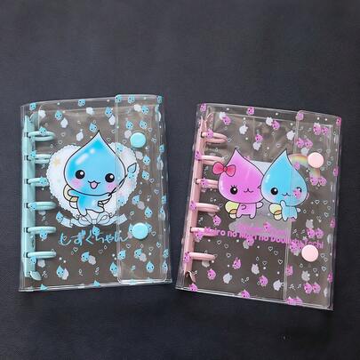 1本A7尺寸便携式透明活页笔记本，透明贴纸本，贴纸本，照片收纳袋，相册，预算计划本，日记本，记事本，办公用品