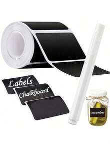 120pcs Reusable Waterproof Black Wave Pattern Labels Stickers, Suitable For Kitchen Food Storage Containers, Jars, Spices, Food, Includes 1pc White Chalk Pen - Black - View 14