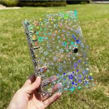Cuaderno de hojas sueltas transparente de PVC con degradado de cielo estrellado en tamaño A5/A6, álbum de fotos DIY, scrapbook hecho a mano, organizador de tarjetas y postales - multicolor - Ver 6