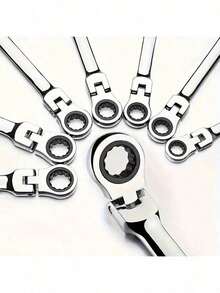 Flexible Head Ratchet Wrench Set, Metric, Chrome Vanadium Steel Material Tool Kit - Random - View 2