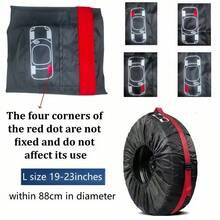 1 pieza Cubierta universal para neumáticos de automóvil, bolsa de almacenamiento a prueba de polvo para neumáticos de automóvil de tela Oxford, funda protectora de neumáticos impermeable y a prueba de polvo, se ajusta a neumáticos de R13" a R23" - negro rojo - Ver 16