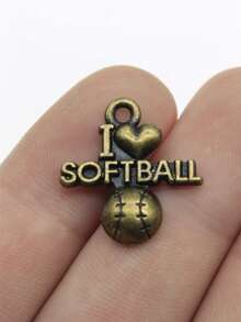10pcs 20x19mm I Love Softball Charms Pendant For DIY Jewelry Making Necklace Keychain Phone Chain Bracelet Making Accessories Handmade Craft Making Findings - I Love Softball - View 4