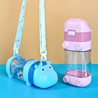 1pc Tritan Training Cup, Student Drinking Cup, Cute Water Bottle With Straw, Scaled Water Bottle, Kindergarten Suction Ball Water Bottle, Anti-Choke Straw Cup, 240ml /340ml Capacity