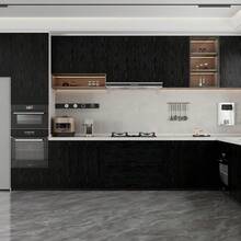 1 Roll Black PVC Waterproof Self-Adhesive Wood Grain Wallpaper, Furniture Cabinet Decorative Sticker, Home Decor Wood Grain Wallpaper For Door, Wardrobe, Tabletop, Waterproof Oil-Proof Adhesive Paper, Kitchen Decor Wallpaper, Spring Decoration - 1PC - View 3