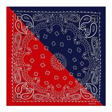 1条90厘米缎面佩斯利花纹印花女士方巾，休闲防晒头巾，大披肩 - 藍紅 - 查看 2