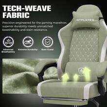 Fabric Gaming Chair With Footrest, Ergonomic Computer Desk Chair With Pocket Spring Cushion Home Office High Back Support Lumbar Support Heavy Duty Wide - Green - View 7