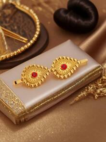 Herseygold 1个镀金女士发夹，经典水滴发饰，中东阿拉伯婚礼节日头饰 - 金色 - 查看 2