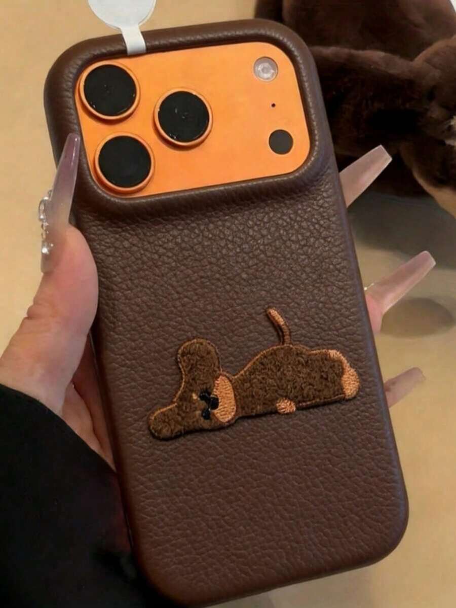 1件可愛卡通3D臘腸犬與柴犬紋理全包覆手機殼保護殼,相容 iPhone 18/18Pro/18promax/17 17 Pro Max 17 Pro 17 Air 16 15 14 13 12 Pro Max 16 Plus 11,柔軟防震套,秋冬聖誕禮物 - 棕色 - 查看 1