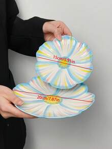 4件套彩色花瓣陶瓷盘，优雅甜点盘，适用于牛排、甜点、下午茶、婚礼、派对、礼品 - 彩色 - 查看 25