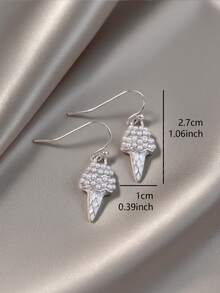 一对优雅时尚小众设计仿珍珠冰淇淋可爱奢华日常、约会、节日、派对个性化耳环，女士款 - 銀色 - 查看 4