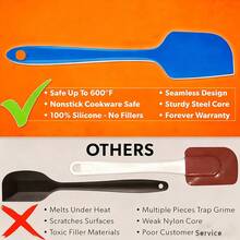 3件套耐高温硅胶套装：无缝硅胶厨房烹饪搅拌棒，适用于不粘锅具 - 彩色 - 查看 4