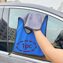 1/2/5/10件裝雙面超細纖維拖把布，高吸水不掉毛不留痕清潔抹布，加厚毛絨汽車毛巾，寵物吸水毛巾，廚房浴室玻璃通用可機洗可重複使用清潔布 - 藍色 - 查看 16