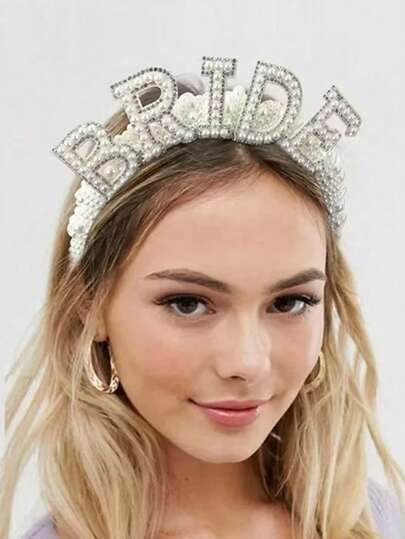 1 chiếc băng đô vương miện giả ngọc trai, quà tặng trang trí cho tiệc cưới, lễ đính hôn, tiệc độc thân.