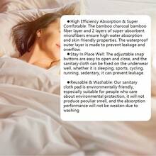 6Pcs Sanitary Pad Reusable Washable Cloth Menstrual Pads Panty Liners Reusable Menstrual Pads Bamboo Charcoal Menstrual Heavy Incontinence Pads |Sanitary Pads - 6 Items - View 6