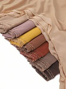 1pc Women's Chiffon Metal Chain Edged Long Scarf Hijab - Multicolor - View 1