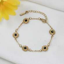 1件装时尚不锈钢向日葵吊坠手链，女士简约百搭日常佩戴饰品 - 太陽花手鍊 - 查看 2