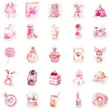 Soft Pink Mediterranean Art Stickers, Sunproof, Moisture-Proof, Non-Fading, Stickers, Soft Plush Toys, Wall Decor, Notebook Collage, Home Decor, Suitable For Youth, Literary Aesthetics, Collectors, Dorm Decoration, Scrapbooking, Gifts, Healing Style Decor For Girls, Crafts, Girl Games - Multicolor - View 5