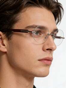 1 chiếc kính thời trang nam dáng tròn không gọng, phong cách retro, thích hợp đeo hàng ngày và chụp ảnh đường phố. - Âm Bình - Xem 2