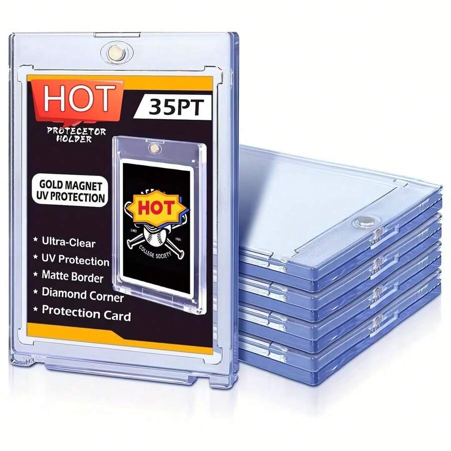 10 Stück/6 Stück/1 Stück Magnetischer Kartenhalter, 35lb Hartkartenhalter, geeignet für Sammelkartenspiele, Standardkarten, Sportkarten und Baseballkarten - Transparent - Übersicht 1