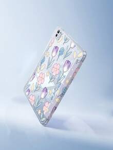 This Beautiful And Adorable Cartoon Floral And Star Double-Sided Acrylic Crystal Clear Back Cover Is Shock-Resistant And Durable, Suitable For IPad 7th, 8th, And 10th Generation (10.2 Inch). It Has A Built-In Pen Slot, Supports Sleep/Wake Function, And Multiple Folding Stand Modes, Making It An Excellent Holiday Gift. - Multicolor - View 3