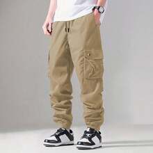 Shendy Vendy Pantalones Jogger Con Puños Y Cintura Elástica Con Cordón Y Bolsillos Inclinados Sueltos Para Hombre - Café integral - Ver 8