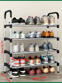 1 chiếc kệ giày nhiều tầng bằng kim loại chất lượng cao, giá để giày đa năng tiết kiệm không gian cho lối vào nhà, kiểu dáng thẳng đứng. - màu đen - Xem 5