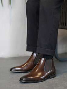 Giày bốt Chelsea nam kiểu retro thủ công, bốt cổ cao cổ điển kiểu Anh, bốt cổ điển. - màu nâu - Xem 9