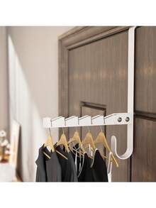 1pc Fashionable Metal Over-The-Door Hook, 90° Foldable Multi-Functional Door Hanger, Clothing Storage, Easy Installation Hidden Storage, Versatile Wall Hook | Minimalist Design | Foldable Compact Design, Garment Hanger - View 3
