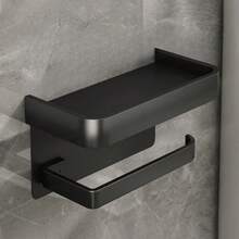 Wall-Mounted Toilet Paper Holder With Storage Shelf - Can Be Installed Using Adhesive Or Screws Without Drilling Holes. Suitable For Storing Toilet Paper And Placing Mobile Phones. Bathroom Decor - Multicolor - View 1