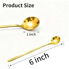 2pcs 6.7 Inch Stainless Steel Coffee Spoons, Stirring Spoons, Long Handle Tea Spoons, Iced Tea Spoons, Long Handle Mixing Spoons, Espresso Spoons, For Mixing Beverages And Milkshakes - Gold - View 4