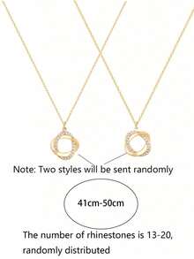 1件空心圆锆石项链，配钻石几何颈链，2种款式随机发货 - 金黃色 - 查看 5