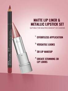 Pudaier 3 Packs Matte Lip Liner Set With Metallic Lipstick – Smooth Gliding Lip Liners For Defined Lips & Luxurious Diamond Finish Lipstick – Perfect Gift For Women For Thanksgiving & Christmas - 3PCS SET - View 6