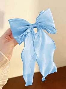 1/2/3pcs Mesh Bowknot Ribbon Hair Clip For Daily, Large Hairpin For Hair Styling Accessories,Suitable For Daily Wear,Photography - Blue - View 8