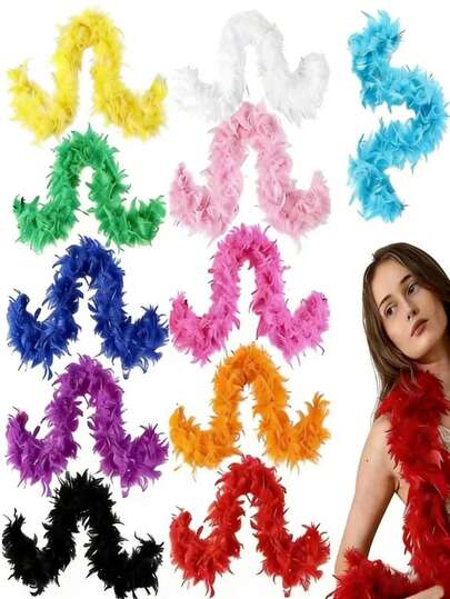 Elegante bufanda de plumas falsas, bufanda de plumas de ganso, bufanda de plumas para mujer - Ligera y de colores vibrantes, adecuada para atuendos de fiesta, bodas, decoración central, conciertos, ropa y decoración del hogar