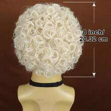 Peluca sintética rizada y corta tipo afro para hombres, fibra resistente al calor, cómoda y transpirable con gorra de malla de rosa, adecuada para uso diario, fiestas, festivales de música, carnavales, Halloween - Multicolor - Ver 4