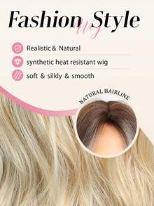 26英寸金色渐变长卷发假发，合成纤维蝴蝶剪假发，适合初学者，佩戴舒适，均码，适合日常、派对、角色扮演、音乐节等各种场合，是送给女朋友的绝佳礼物，时尚必备，美妆假日必备，多功能 - 漸變金色 - 查看 7