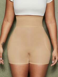 1 件女士腰部瘦身提臀高腰无缝塑身短裤 - 杏色 - 查看 6