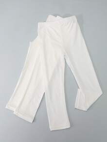 Bộ 3 quần legging mỏng màu trơn cho trẻ em, đa năng, có thể mặc lót hoặc mặc ngoài, thích hợp cho mùa xuân/thu. - trắng - Xem 4